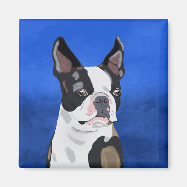 Imã Retrato de Arte de Pintura de Óleo de Cachorro de  (Frente)