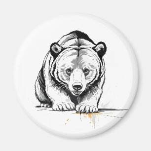 Imã Retrato de Arte Gráfica de Vetor de Urso Grizzly