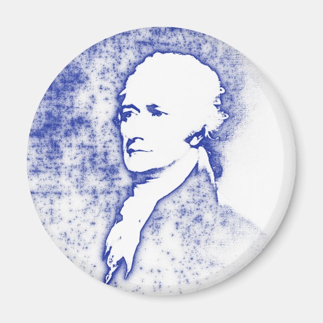 Imã Retrato de arte pop Alexander Hamilton em azul (Frente)