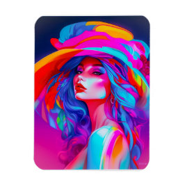 Ímã Retrato de Arte Pop Neon