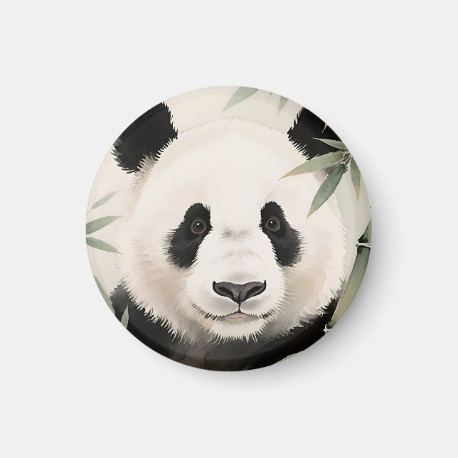 Imã Retrato de Bambu do Panda Gigante (Frente)