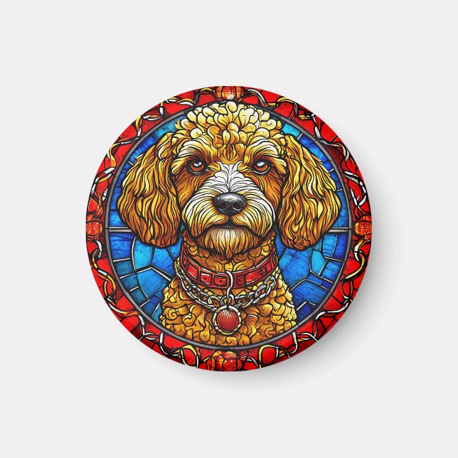 Imã Retrato de Cachorro em Vidro Colorido (Frente)