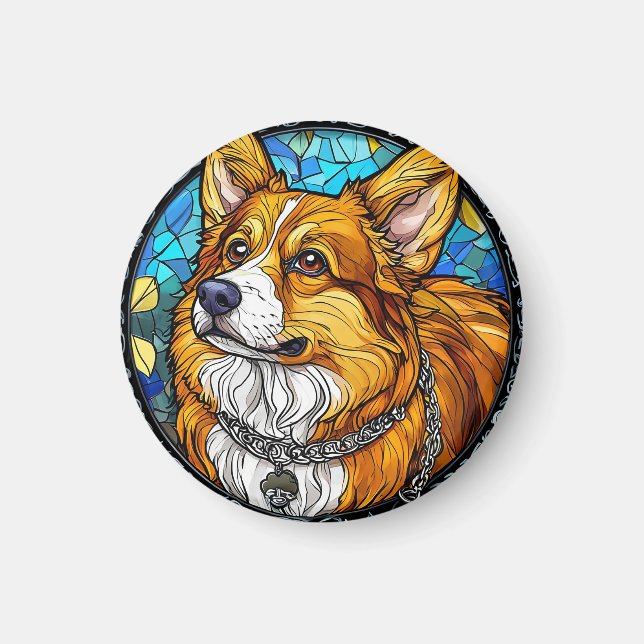 Imã Retrato de Cão Corgi (Frente)