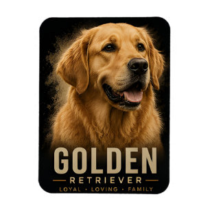 Ímã Retrato de Cão de Família Leal e Amoroso Golden Re
