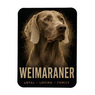 Ímã Retrato de Cão de Família Leal e Amoroso Weimarane