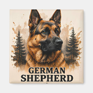 Imã Retrato de Cão Guardião Pastor Alemão Arte