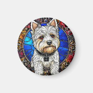 Imã Retrato de Cão Terrier Branco