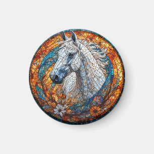 Imã Retrato de Cavalo Elegante em Vidro Pintado