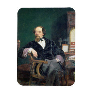 Ímã Retrato de Charles Dickens (óleo em canvas)