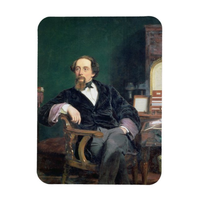 Ímã Retrato de Charles Dickens (óleo na canvas) (Vertical)