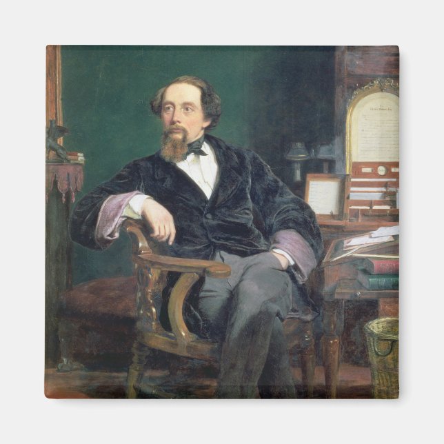 Imã Retrato de Charles Dickens (óleo na canvas) (Frente)