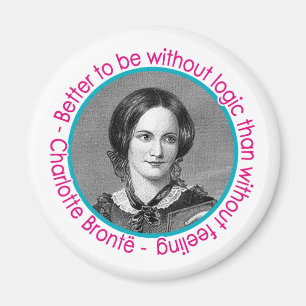 Imã Retrato de Charlotte Bronte com citações