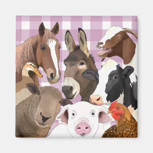 Imã Retrato de Fazenda Cóctil - Verificação Gingham -