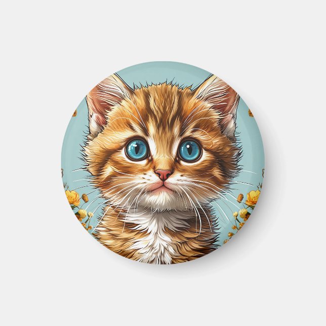 Imã Retrato de gatinho fofo (Frente)