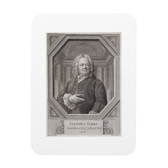 Ímã Retrato de James Gibbs (1682-1754) de 'Planos, S (Vertical)