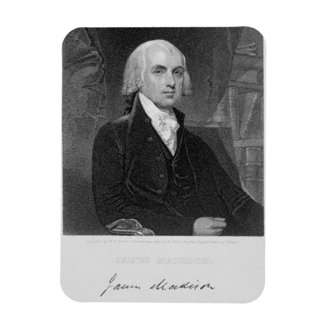 Ímã Retrato de James Madison, gravado por William A. (Vertical)