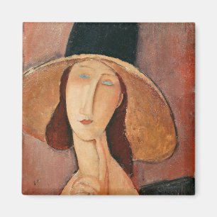 Imã Retrato de Jeanne Hebuterne em um chapéu grande