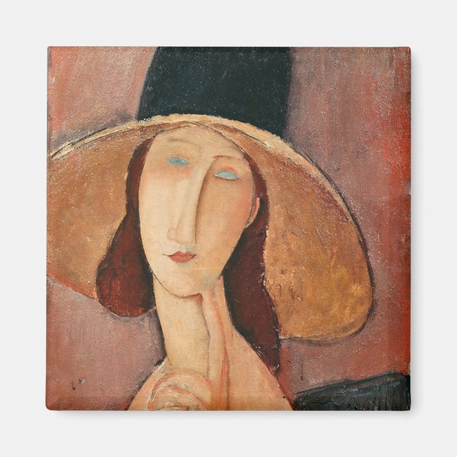 Imã Retrato de Jeanne Hebuterne em um chapéu grande (Frente)