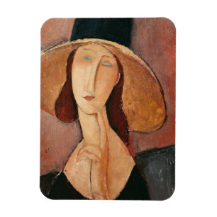 Ímã Retrato de Jeanne Hebuterne em um chapéu grande