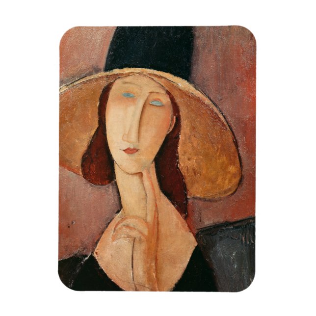 Ímã Retrato de Jeanne Hebuterne em um chapéu grande (Vertical)