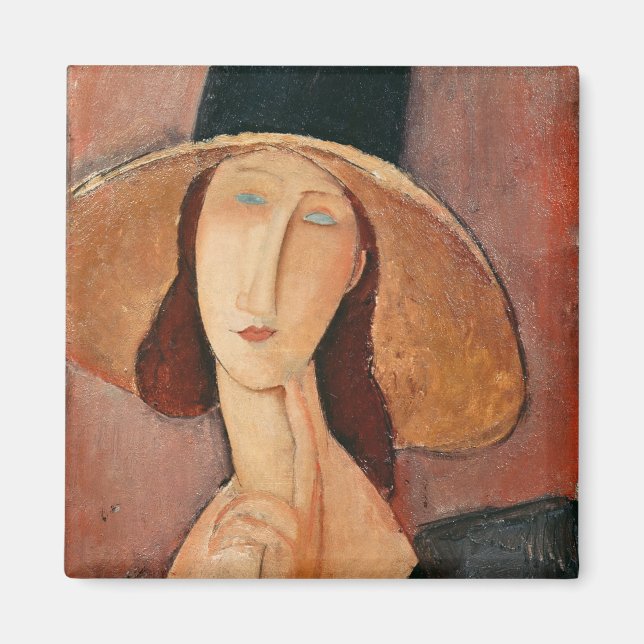 Imã Retrato de Jeanne Hebuterne em um chapéu grande (Frente)