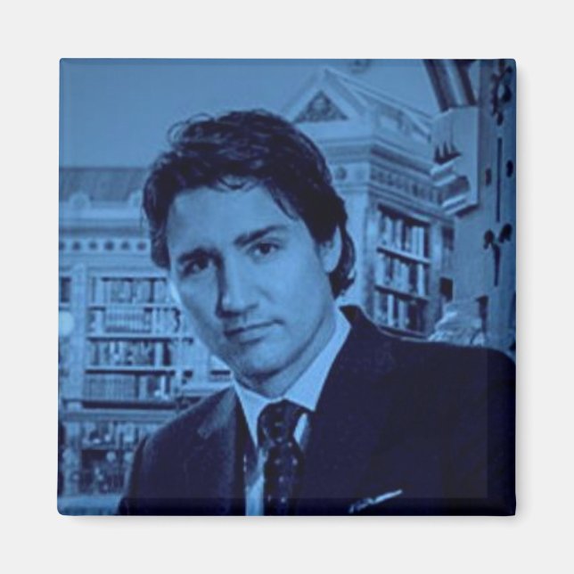 Imã Retrato de Justin Trudeau 2014 em azul (Frente)