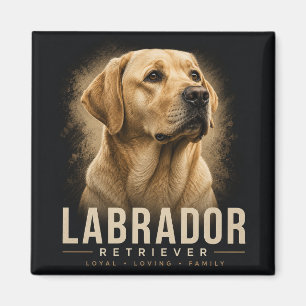 Imã Retrato de Labrador Retriever Cão de Família Leal