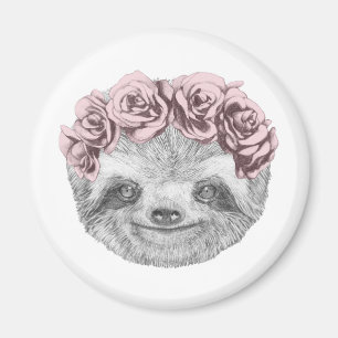 Imã Retrato De Lama Fios De Cabeça Floral