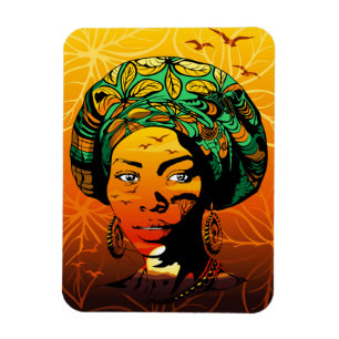 Ímã Retrato de Mulher Africana com Sunset