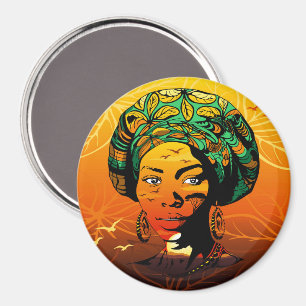 Imã Retrato de Mulher Africana com Sunset