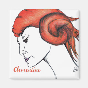 Imã Retrato de mulher com cabelo laranja em estilo Pop