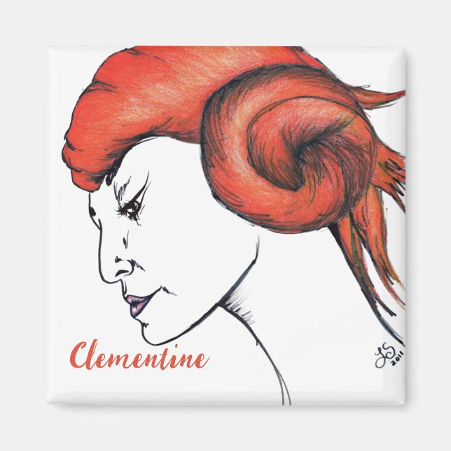 Imã Retrato de mulher com cabelo laranja em estilo Pop (Frente)