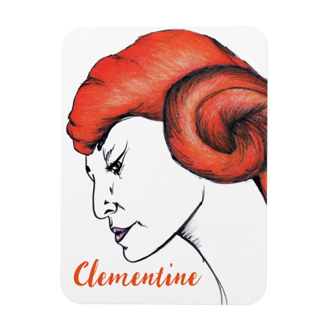 Ímã Retrato de mulher de cabelo laranja em estilo Pop  (Vertical)