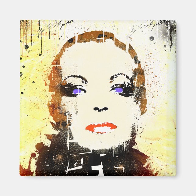 Imã retrato de mulher "pop" magneta (Frente)