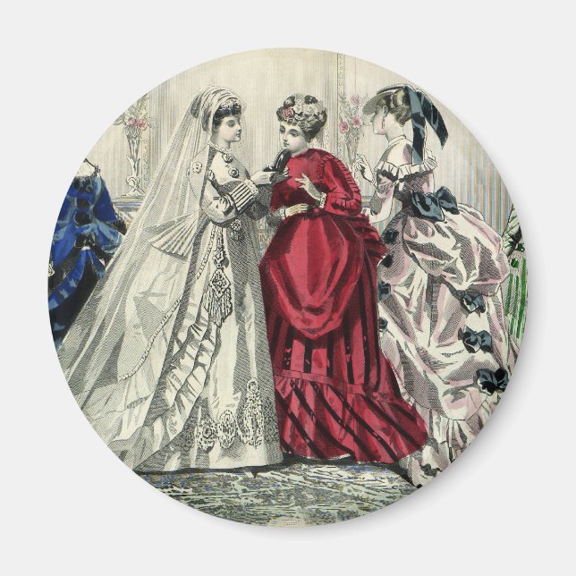 Imã Retrato de Noiva de Casamento de Festa Vitoriana A (Frente)