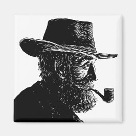 Imã Retrato de Pontos e Linhas: Velho Sábio Fumando um