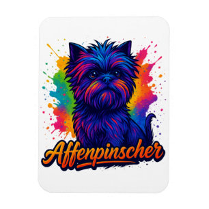 Ímã Retrato de Pop de Arte de Affenpinscher Vibrante -