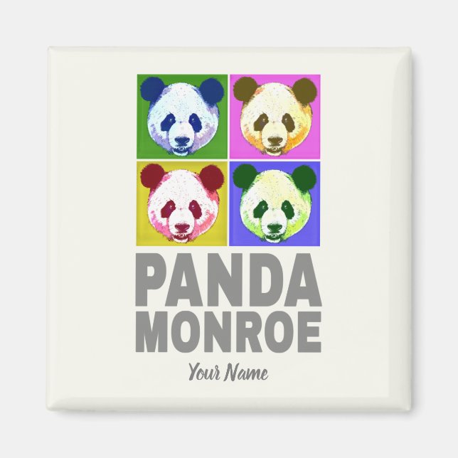 Imã Retrato de Pop de Arte do Urso Panda Monroe (Frente)