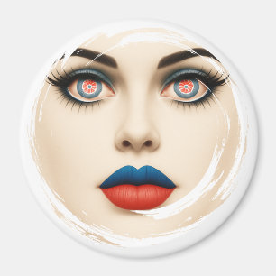 Imã Retrato de rosto com bandeira croata – Olhos e Láb