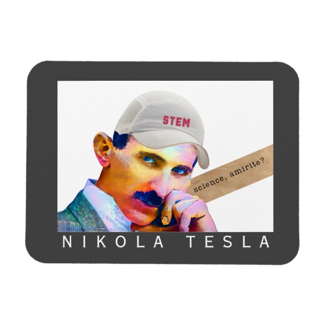 Ímã Retrato de Tesla Engraçado (Horizontal)