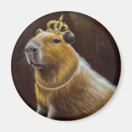 Imã Retrato de um capivara usando roupa real medieval