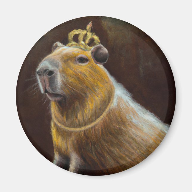 Imã Retrato de um capivara usando roupa real medieval (Frente)