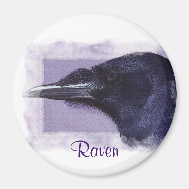 Imã Retrato de uma Design de Arte Raven Corvid-amantes (Frente)