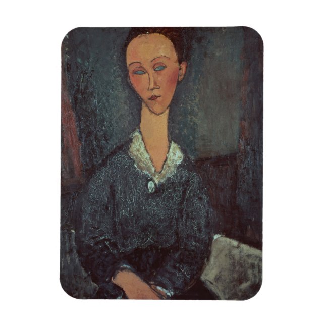 Ímã Retrato de uma Mulher com Colarinho Branco (óleo e (Vertical)