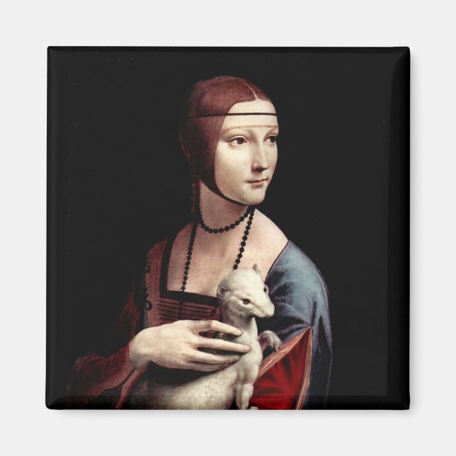Imã Retrato de uma Senhora com Ermine (furão) (Frente)