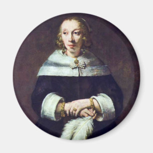 Imã Retrato de uma senhora Com Um Avestruz-Pena Fã [1