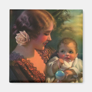 Imã Retrato do Dia de as mães Vintage, Mãe e Bebê
