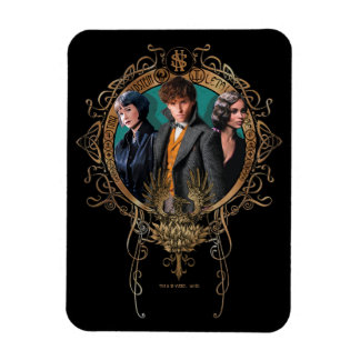 Ímã Retrato do ouro Newt, Tina e Leta Art Deco
