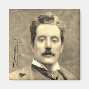 Imã Retrato e assinatura de Giacomo Puccini