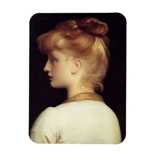 Ímã Retrato feminino de trás (por Frederic Leighton) (Vertical)